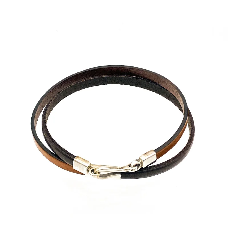 Color-Blocked Leather Double Wrap