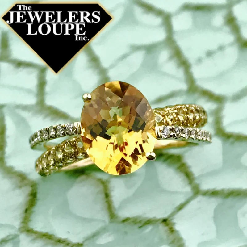 14K Yellow Gold Diamond, Citrine and Yellow Sapphire Ring (79664)