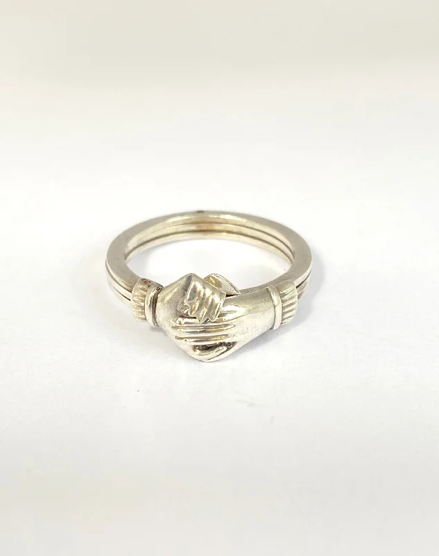 Sterling Silver, Rare Antique, Fede/Gimmel Opening Ring