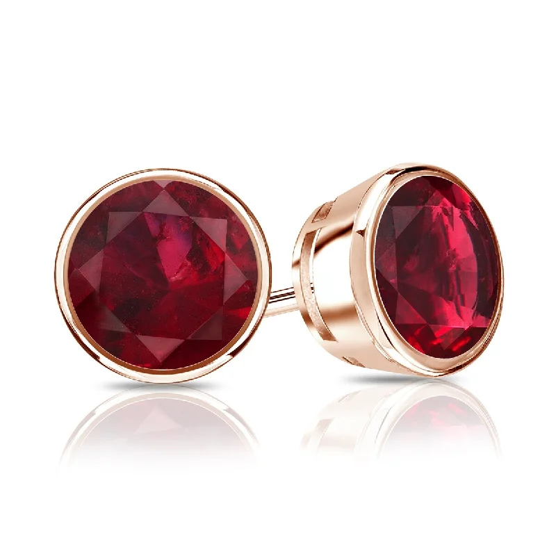 Auriya 14k Gold 2/5ctw Bezel-set Ruby Gemstone Stud Earrings