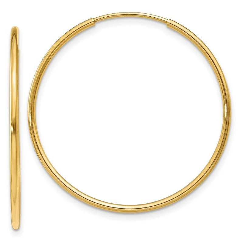 Curata 14k Yellow Gold Polished 1.25x30mm Endless Hoop Earrings