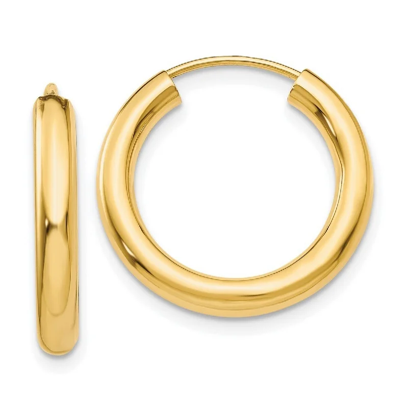 Curata 14k Yellow Gold Polished 2.75x20mm Endless Tube Hoop Earrings