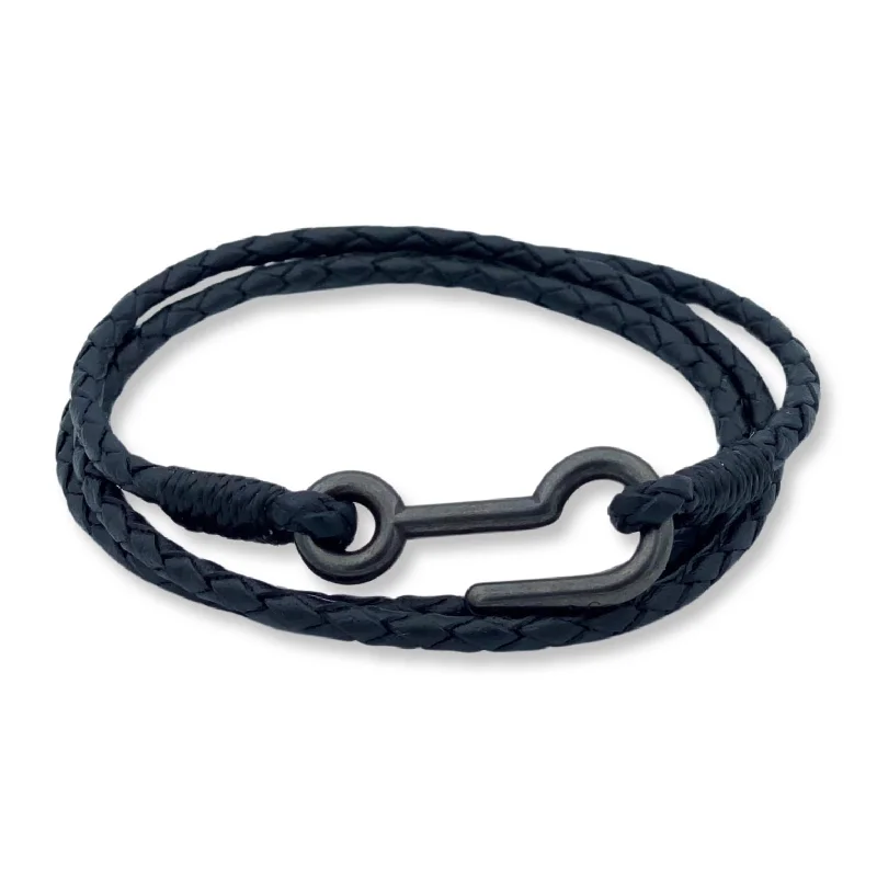 Utility Hook Braided Leather Triple Wrap