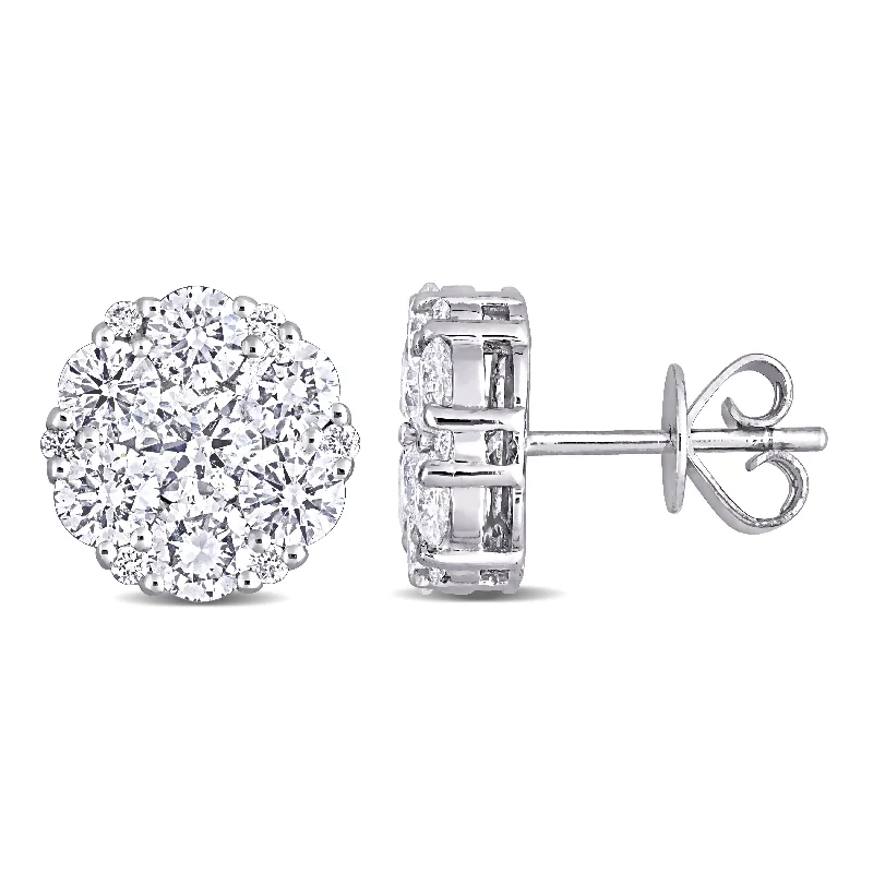 Miadora 14k White Gold 2 5/8ct TDW Diamond Composite Halo Stud Earrings