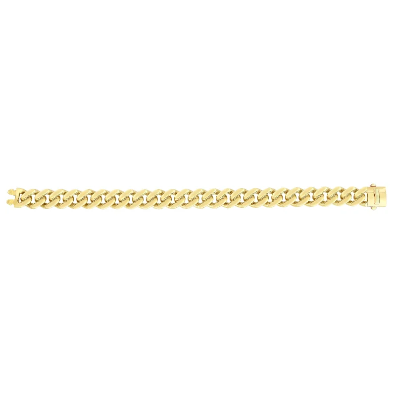 14kt Gold 7 inches Yellow Finish 11.3mm Polished Curb Link Bracelet with Box with Both Side Push Clasp