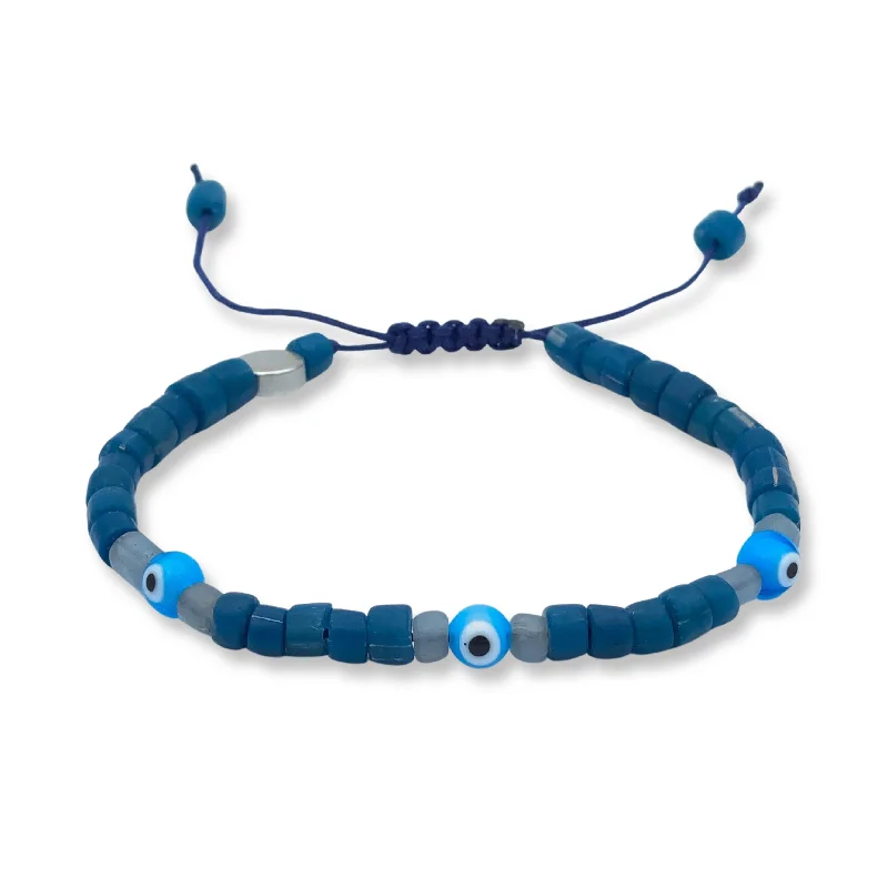 Evil Eye Recycled Bead Bracelet