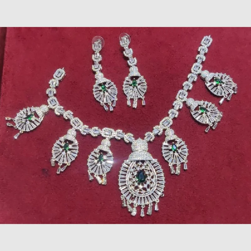 Manisha Jewellery Silver Plated AD Stone Necklace Set