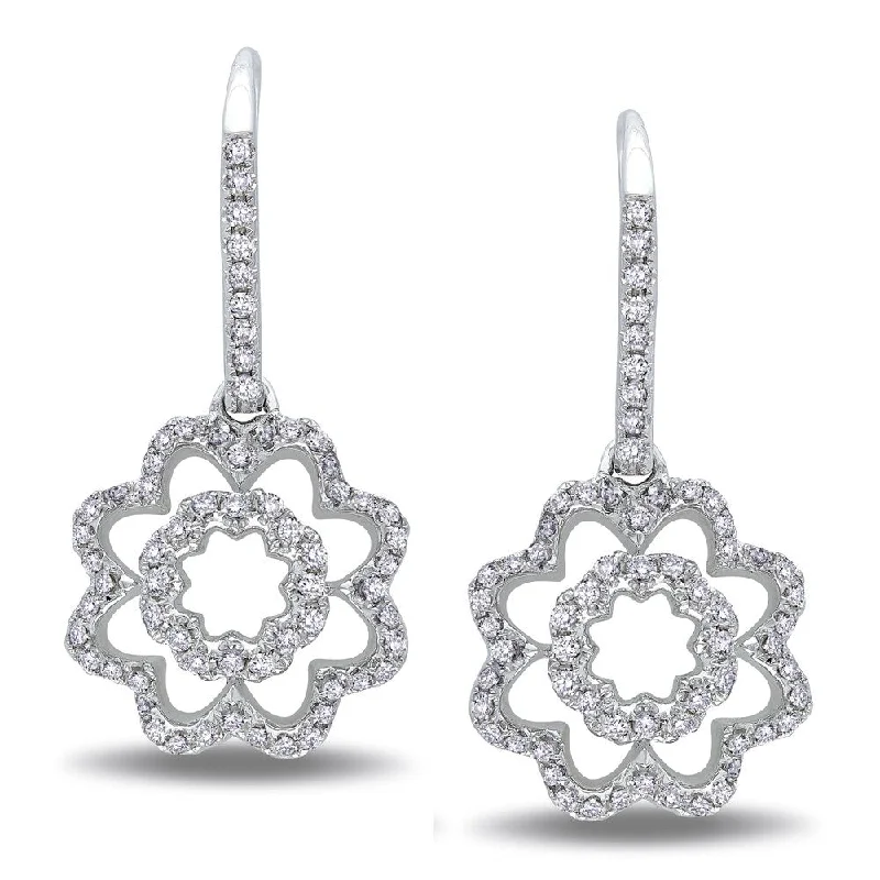 Miadora Signature Collection 14k White Gold 3/4ct TDW Diamond Flower Earrings