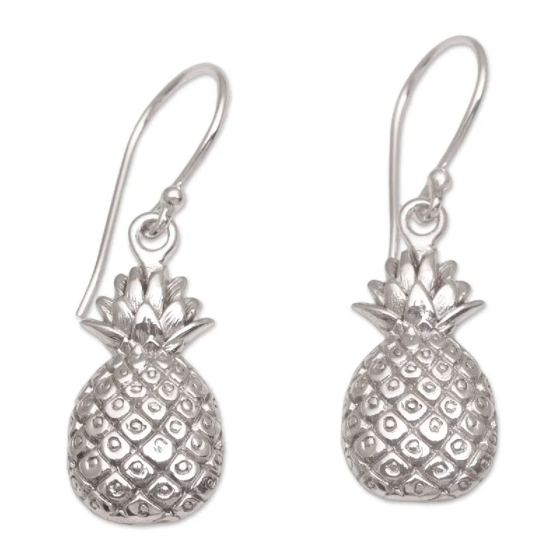 Handmade Sterling Silver 'Luscious Pineapple' Earrings (Indonesia) - 1.1*0.4