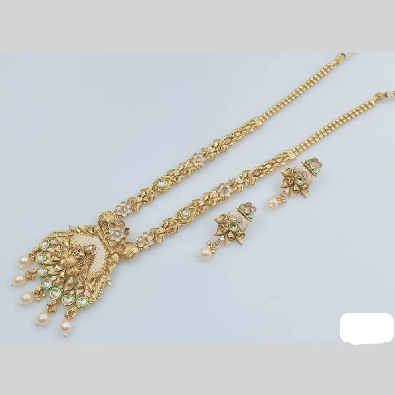 Rani Sati Jewels Gold Plated Kundan Stone And Meenakari Long Necklace Set