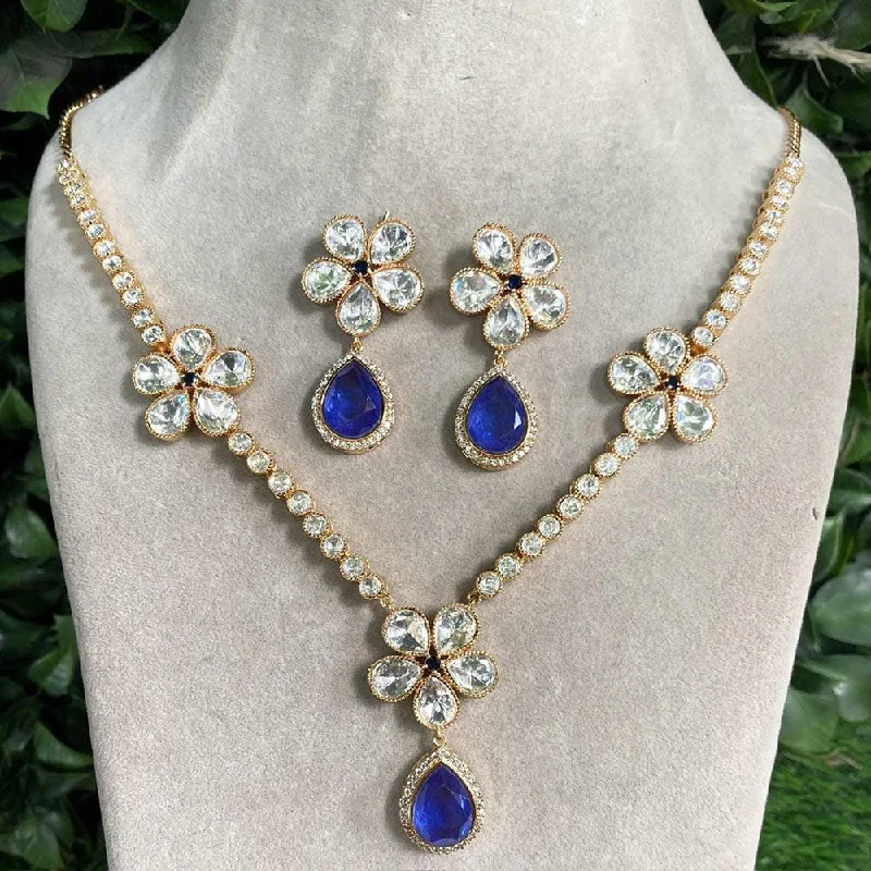 Shagna Gold Plated Polki Kundan Necklace Set