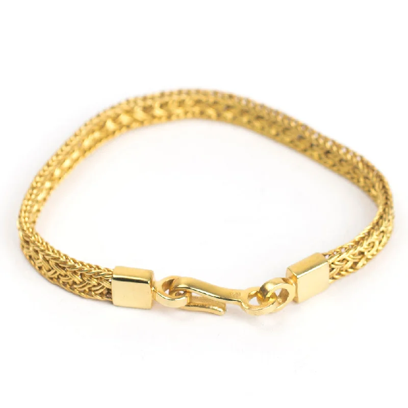 Wide Artisan Gold Bracelet