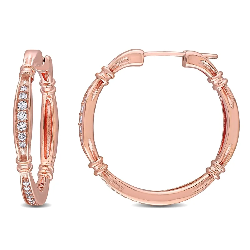 Miadora 10k Rose Gold 1/3 CT TDW Diamond Hoop Earrings - N/A