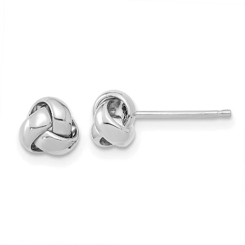 Curata 14k White Gold Polished 6.5mm Love Knot Post Earrings