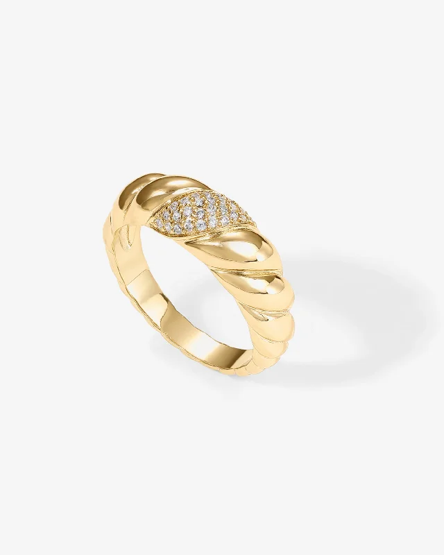 Cubic Zirconia Croissant Ring