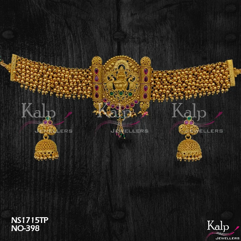 Kalp Jewellers Copper Gold Plated Choker Necklace Set