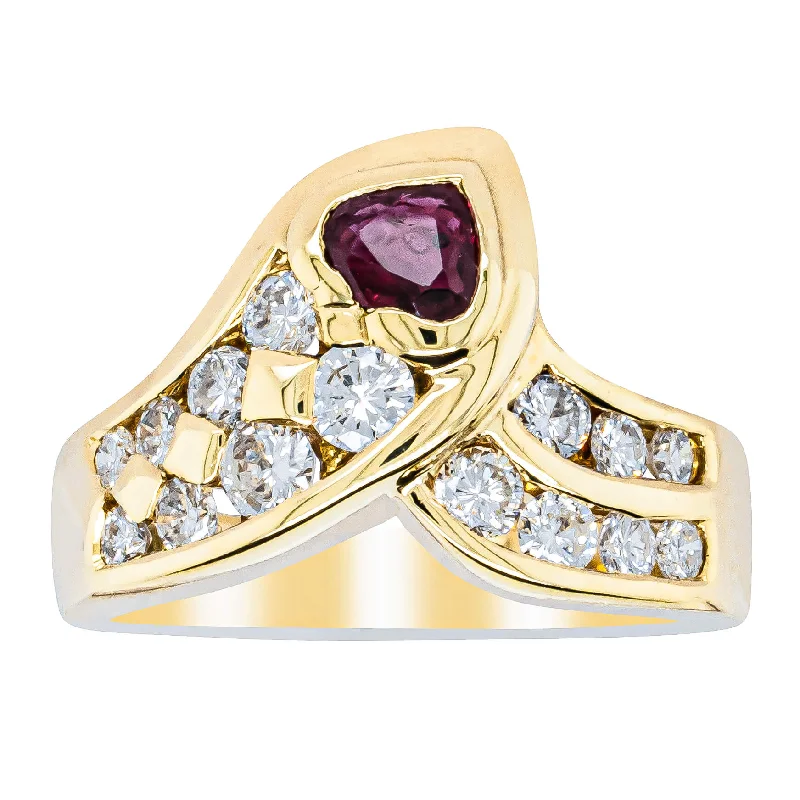 Deja Vu 18ct Yellow Gold Ruby & Diamond Serpent Ring