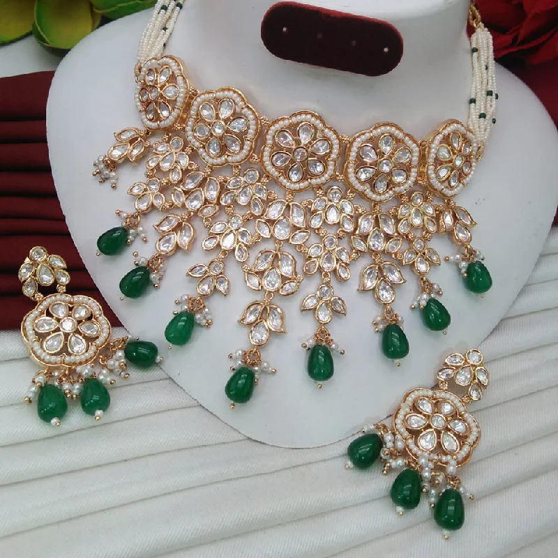 Everlasting Quality Jewels Gold Plated Polki Kundan Necklace Set