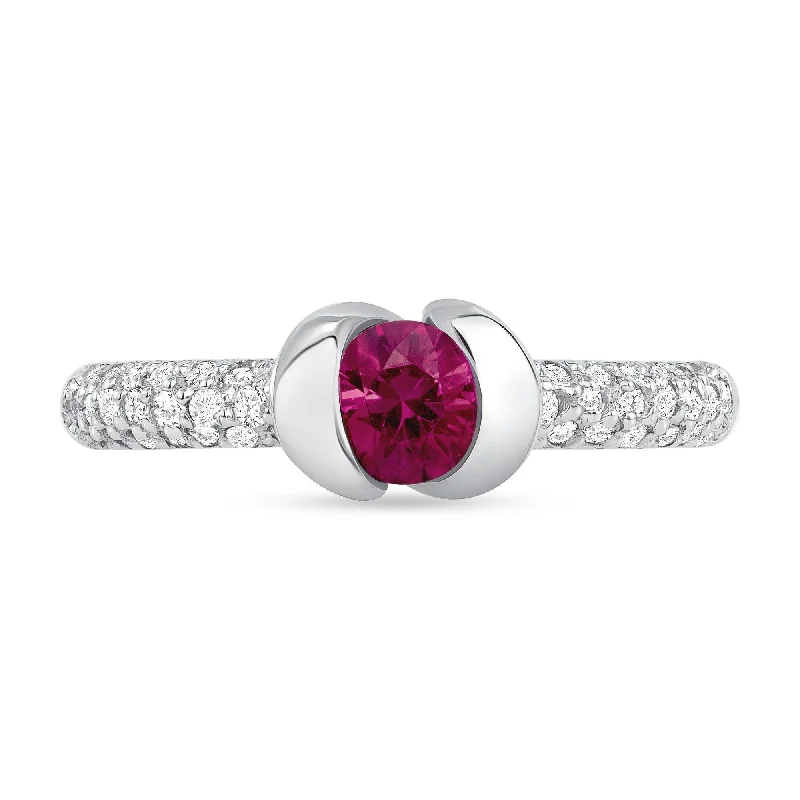 0.47 ct Ruby and Diamond Ring in 14k White Gold