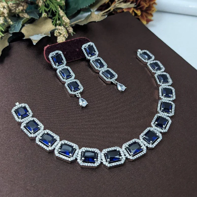 Aamrapali Silver Plated American Diamond Necklace Set