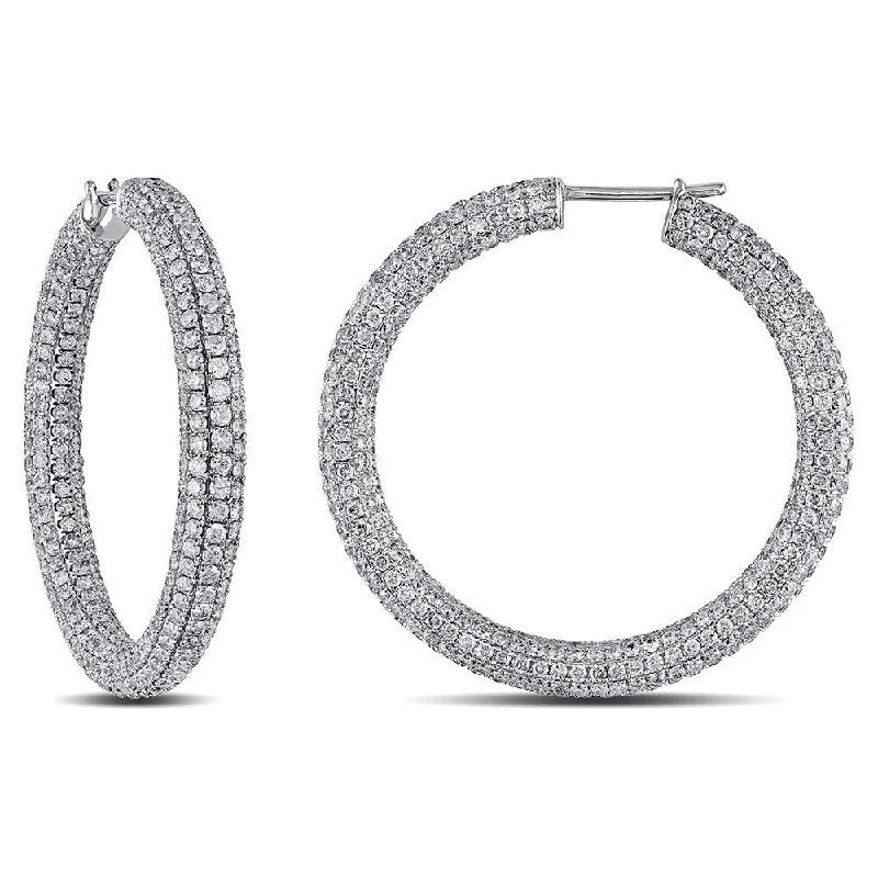 Miadora Signature Collection 18k Gold 8 2/5ct TDW Pave Diamond Hoop Earrings