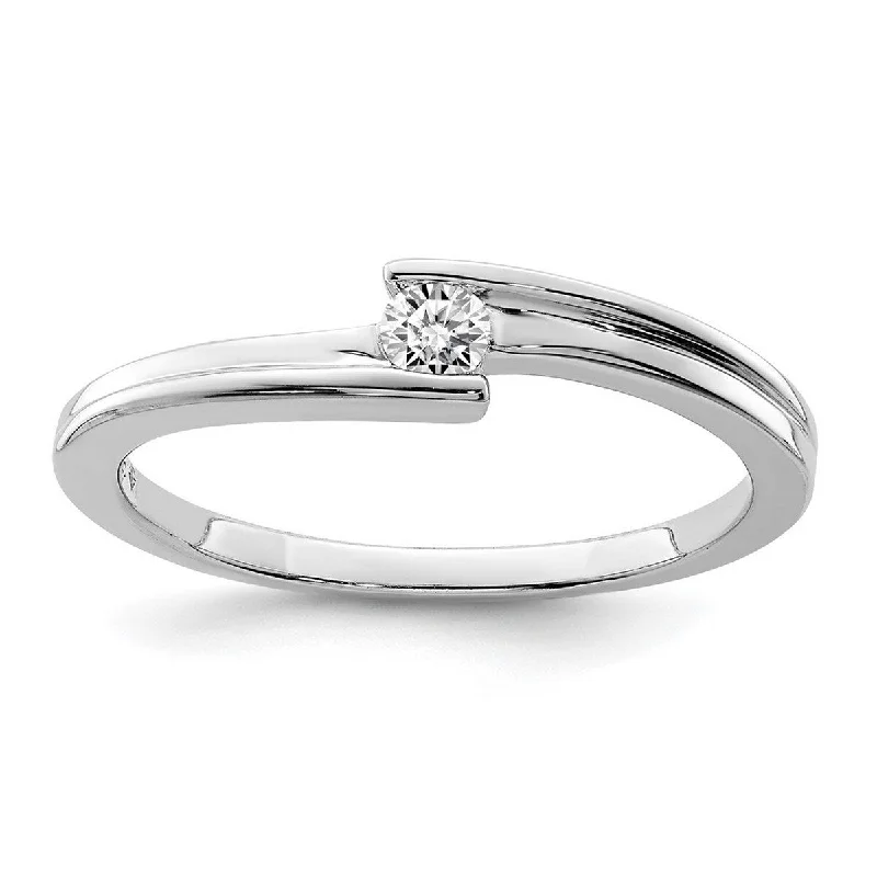 Curata 925 Sterling Silver Polished Diamond Ring