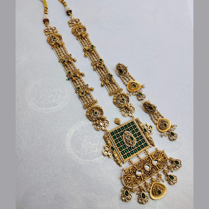 Lucentarts Jewellery Gold Plated Kundan Stone And Pearls Long Necklace Set