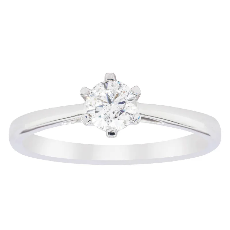 14ct White Gold .40ct Diamond Lunette Ring