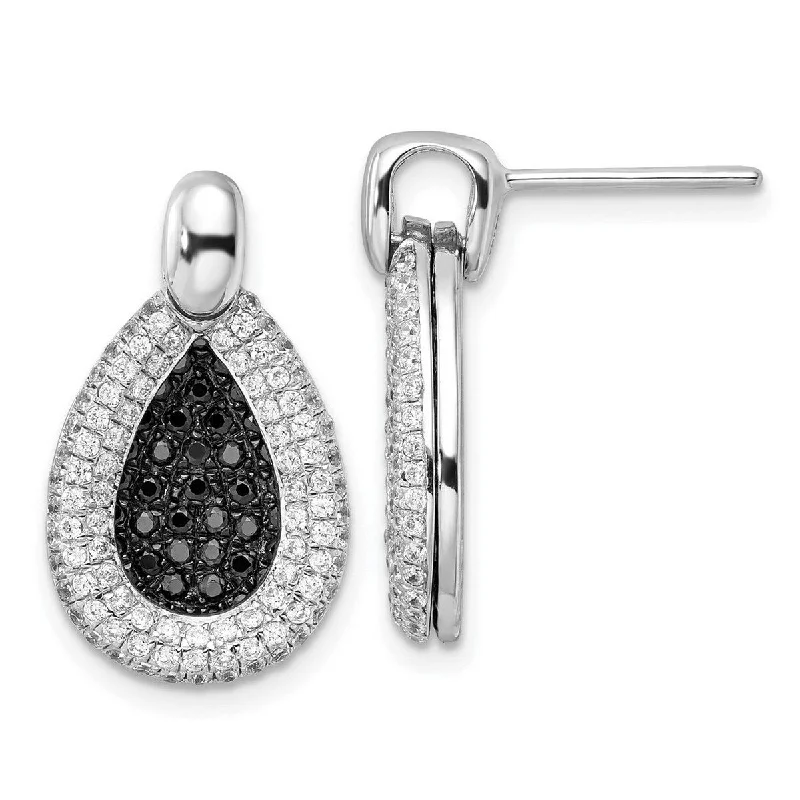 Curata 925 Sterling Silver and CZ Cubic Zirconia Brilliant Embers Teardrop Post Earrings - 22x14mm Wide