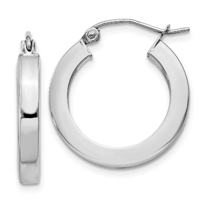 Curata 14k White Gold Polished Square Tube Hoop Earrings (2mm x 45mm)